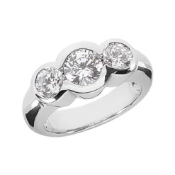 Thin 14K White Gold Ladies Diamond Ring 1.30ct