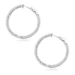 Large 5 Carat 1.5in Ladies Inside Out Diamond Hoop Earrings 14K Yellow Gold -Outlet Radiant Bijou Store 14k gold ladies inside out diamond hoop earrings 5ct 15in backwh