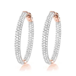 Large 5 Carat 1.5in Ladies Inside Out Diamond Hoop Earrings 14K Yellow Gold -Outlet Radiant Bijou Store 14k gold ladies inside out diamond hoop earrings 5ct 15in ro