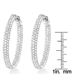 Large 5 Carat 1.5in Ladies Inside Out Diamond Hoop Earrings 14K Yellow Gold -Outlet Radiant Bijou Store 14k gold ladies inside out diamond hoop earrings 5ct 15in rulerwh