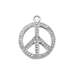 14K White Gold Ladies Peace Diamond Necklace 0.48ct
