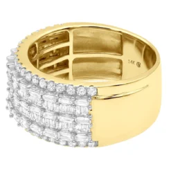 Unique Ladies Diamond Wedding Band 14K White Gold 3ct -Outlet Radiant Bijou Store 14k gold ladies unique wedding band 3ct round and baguette diamond ring back yellow