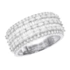 Unique Ladies Diamond Wedding Band 14K White Gold 3ct -Outlet Radiant Bijou Store 14k gold ladies unique wedding band 3ct round and baguette diamond ring white