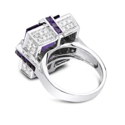 14K White Gold Large Diamond Amethyst Cocktail Ring For Women By Luxurman 14ct 11 14K White Gold Large Diamond Amethyst Cocktail Ring For Women By Luxurman 14ct -Outlet Radiant Bijou Store 14k gold large diamond amethyst cocktail ring for women by luxurman 14ct backwh