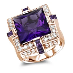 14K White Gold Large Diamond Amethyst Cocktail Ring For Women By Luxurman 14ct 10 14K White Gold Large Diamond Amethyst Cocktail Ring For Women By Luxurman 14ct -Outlet Radiant Bijou Store 14k gold large diamond amethyst cocktail ring for women by luxurman 14ct ro