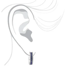 14K White Gold Natural Blue Sapphire And Diamond Huggie Earrings For Women 1ct -Outlet Radiant Bijou Store 14k gold natural blue sapphire and diamond huggie earrings for women 085ct bodwh