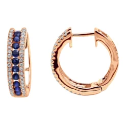 14K White Gold Natural Blue Sapphire And Diamond Huggie Earrings For Women 1ct -Outlet Radiant Bijou Store 14k gold natural blue sapphire and diamond huggie earrings for women 085ct ro