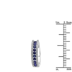 14K White Gold Natural Blue Sapphire And Diamond Huggie Earrings For Women 1ct -Outlet Radiant Bijou Store 14k gold natural blue sapphire and diamond huggie earrings for women 085ct rulerwh