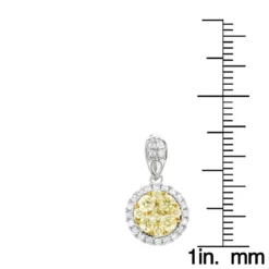14K White Gold Natural Yellow Diamonds Ladies Circle Pendant 1 Carat -Outlet Radiant Bijou Store 14k gold natural yellow diamonds ladies circle pendant 1 carat rulerwh