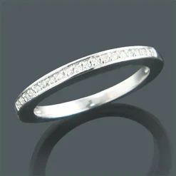 Ultra Thin 14K White Gold One Row Round Diamond Band 0.15ct