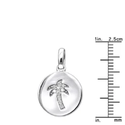 14K White Gold Palm Tree Circle Diamond Pendant 0.1ct Small Charm -Outlet Radiant Bijou Store 14k gold palm tree circle diamond pendant 010ct p 35181 rulerwh