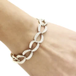 14K White Gold Pave Diamond Chain Link Bracelet For Women 3.75ct By Luxurman -Outlet Radiant Bijou Store 14k gold pave diamond chain link bracelet for women 375ct by luxurman bodwh