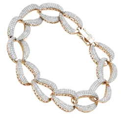 14K White Gold Pave Diamond Chain Link Bracelet For Women 3.75ct By Luxurman -Outlet Radiant Bijou Store 14k gold pave diamond chain link bracelet for women 375ct by luxurman ro