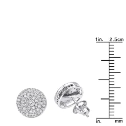 14K White Gold Pave Diamond Earrings For Men & Women 3/4ct Studs Real Diamonds -Outlet Radiant Bijou Store 14k gold pave diamond earrings for men women 34ct studs real diamonds rulerwh
