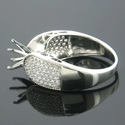 14K White Gold Pave Diamond Engagement Ring Setting 0.71ct 4 14K White Gold Pave Diamond Engagement Ring Setting 0.71ct - Image 2