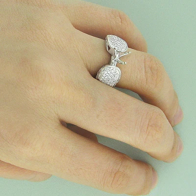 14K White Gold Pave Diamond Engagement Ring Setting 0.71ct 5 14K White Gold Pave Diamond Engagement Ring Setting 0.71ct - Image 3