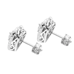 14K White Gold Pave Diamond Heart Earrings For Women 1 Carat Diamond Studs -Outlet Radiant Bijou Store 14k gold pave diamond heart earrings for women 1 carat diamond studs backwh