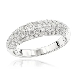 Unique Diamond Wedding Band For Women 14K White Gold Pave Diamond Ring 1.3ct
