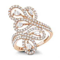 14K White Gold Pear Round Diamond Floral Cocktail Ring For Women By Luxurman -Outlet Radiant Bijou Store 14k gold pear round diamond floral cocktail ring for women by luxurman ro