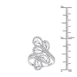 14K White Gold Pear Round Diamond Floral Cocktail Ring For Women By Luxurman -Outlet Radiant Bijou Store 14k gold pear round diamond floral cocktail ring for women by luxurman rulerwh
