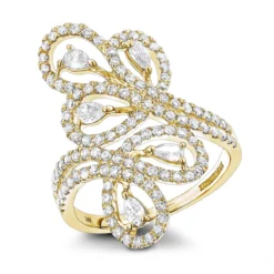 14K White Gold Pear Round Diamond Floral Cocktail Ring For Women By Luxurman -Outlet Radiant Bijou Store 14k gold pear round diamond floral cocktail ring for women by luxurman ye