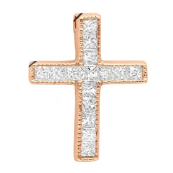 14K White Gold Princess Cut Diamond Cross Necklace 0.7ct -Outlet Radiant Bijou Store 14k gold princess cut diamond cross necklace 060ct p 26539 ro