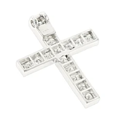 14K White Gold Princess Cut Diamond Cross Necklace 2.55ct -Outlet Radiant Bijou Store 14k gold princess cut diamond cross necklace 255ct p 26540 backwh