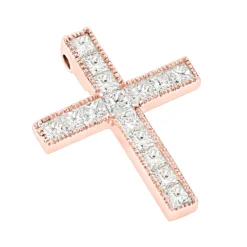 14K White Gold Princess Cut Diamond Cross Necklace 2.55ct -Outlet Radiant Bijou Store 14k gold princess cut diamond cross necklace 255ct p 26540 ro