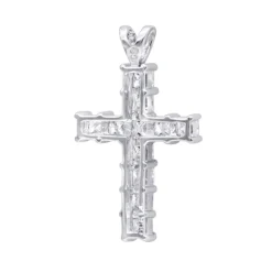 14K White Gold Princess Cut Diamond Cross Pendant 2.20ct 11 14K White Gold Princess Cut Diamond Cross Pendant 2.20ct -Outlet Radiant Bijou Store 14k gold princess cut diamond cross pendant 220ct p 26518 backwh