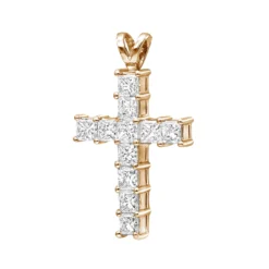 14K White Gold Princess Cut Diamond Cross Pendant 2.20ct 10 14K White Gold Princess Cut Diamond Cross Pendant 2.20ct -Outlet Radiant Bijou Store 14k gold princess cut diamond cross pendant 220ct p 26518 ro