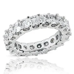 14K White Gold Princess Cut Diamond Eternity Band 5.40ct