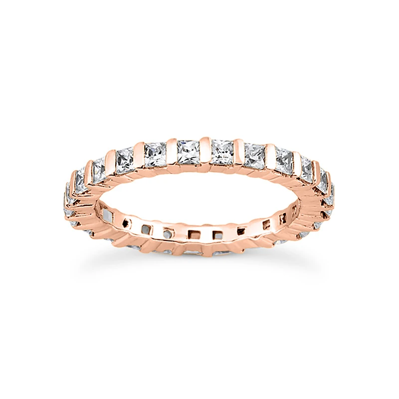 Thin 14K White Gold Princess Cut Diamond Eternity Ring 3.23ct 5 Thin 14K White Gold Princess Cut Diamond Eternity Ring 3.23ct - Image 3