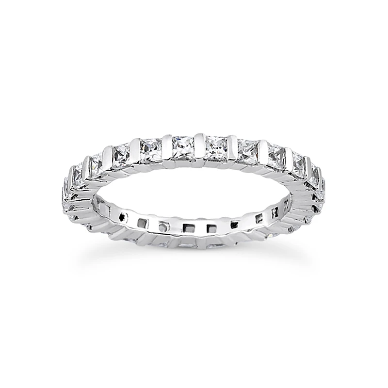 Thin 14K White Gold Princess Cut Diamond Eternity Ring 3.23ct 3 Thin 14K White Gold Princess Cut Diamond Eternity Ring 3.23ct