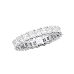 14K White Gold Princess Cut Diamond Eternity Ring 3.74ct 4.4mm