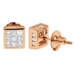 14K White Gold Princess Cut Diamond Stud Earrings For Men & Women 1 Carat 12 14K White Gold Princess Cut Diamond Stud Earrings For Men & Women 1 Carat -Outlet Radiant Bijou Store 14k gold princess cut diamond stud earrings 092ct p 5681 rose