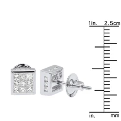 14K White Gold Princess Cut Diamond Stud Earrings For Men & Women 1 Carat 17 14K White Gold Princess Cut Diamond Stud Earrings For Men & Women 1 Carat -Outlet Radiant Bijou Store 14k gold princess cut diamond stud earrings 092ct p 5681 ruler white