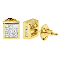 14K White Gold Princess Cut Diamond Stud Earrings For Men & Women 1 Carat 11 14K White Gold Princess Cut Diamond Stud Earrings For Men & Women 1 Carat -Outlet Radiant Bijou Store 14k gold princess cut diamond stud earrings 092ct p 5681 yellow