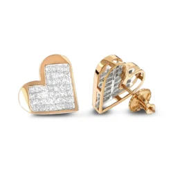14K Yellow Gold Princess Diamond Heart Earrings 0.88ct 11 14K Yellow Gold Princess Diamond Heart Earrings 0.88ct -Outlet Radiant Bijou Store 14k gold princess diamond heart earrings 088ct p 6337 ro