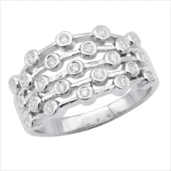 14K White Gold Right Hand Ladies Diamond Ring 0.46ct
