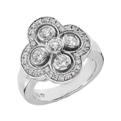 14K White Gold Right Hand Ladies Diamond Ring 0.86ct