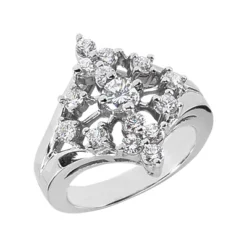 14K White Gold Right Hand Ladies Diamond Ring 0.95ct
