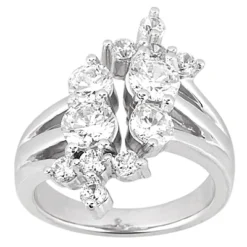14K White Gold Right Hand Ladies Diamond Ring 1ct 4.3mm