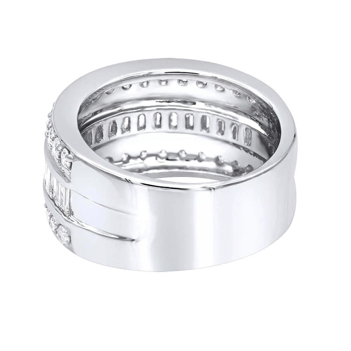 Unique Wedding Bands 14K White Gold VS Round And Baguette Diamond Ring 2.86ct 6 Unique Wedding Bands 14K White Gold VS Round And Baguette Diamond Ring 2.86ct - Image 4