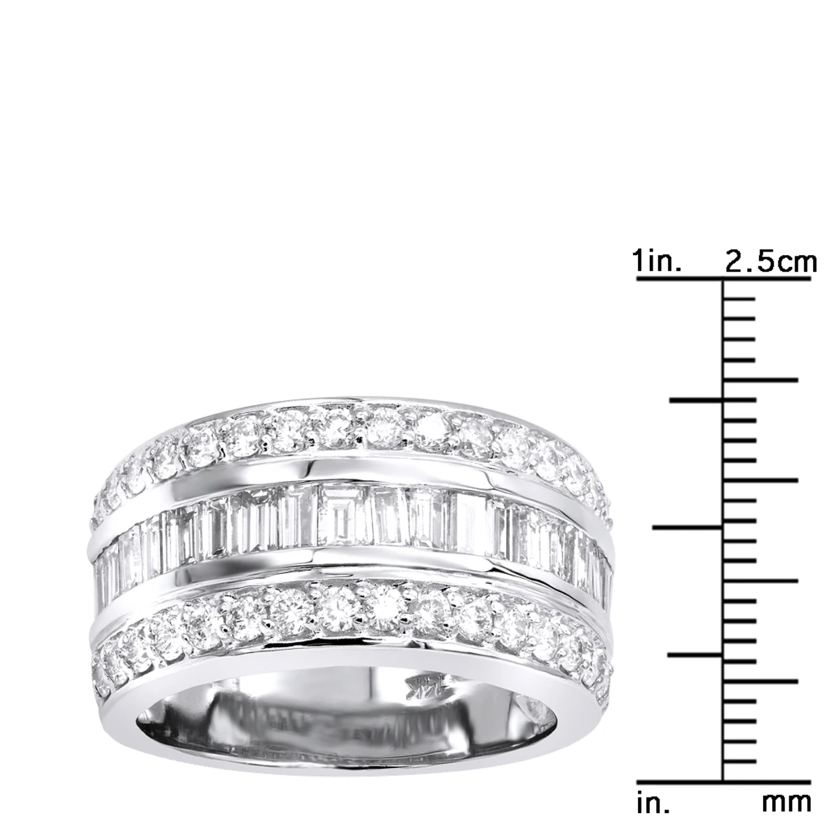 Unique Wedding Bands 14K White Gold VS Round And Baguette Diamond Ring 2.86ct 7 Unique Wedding Bands 14K White Gold VS Round And Baguette Diamond Ring 2.86ct - Image 5