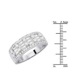 14K White Gold Round & Baguette Diamond Bands Item 1.10ct -Outlet Radiant Bijou Store 14k gold round baguette diamond bands item 110ct p 6097 ruler white
