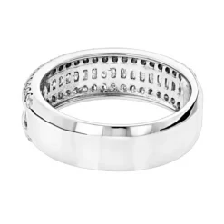 14K White Gold Round Baguette Diamond Wedding Band 1.65ct -Outlet Radiant Bijou Store 14k gold round baguette diamond wedding band 165ct backwh