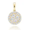 14K Yellow Gold Round Diamond Cluster Pendant For Women 0.88ct