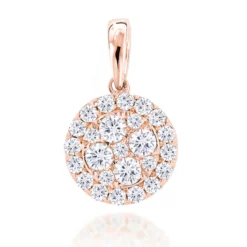 14K Yellow Gold Round Diamond Cluster Pendant For Women 0.88ct -Outlet Radiant Bijou Store 14k gold round diamond cluster pendant for women 088ct ro