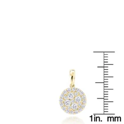 14K Yellow Gold Round Diamond Cluster Pendant For Women 0.88ct -Outlet Radiant Bijou Store 14k gold round diamond cluster pendant for women 088ct rulerye