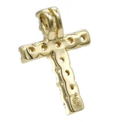 14K Yellow Gold Round Diamond Cross Necklace 0.33ct -Outlet Radiant Bijou Store 14k gold round diamond cross necklace 033ct p 26523 backye